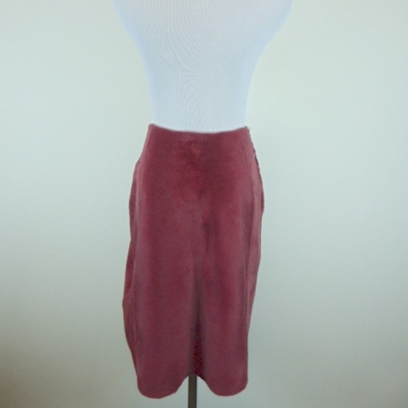 MARIA DI RIPABIANCA  red LAMB Hair calf LEATHER Skirt 12 i46 made in Italy - Picture 4 of 7